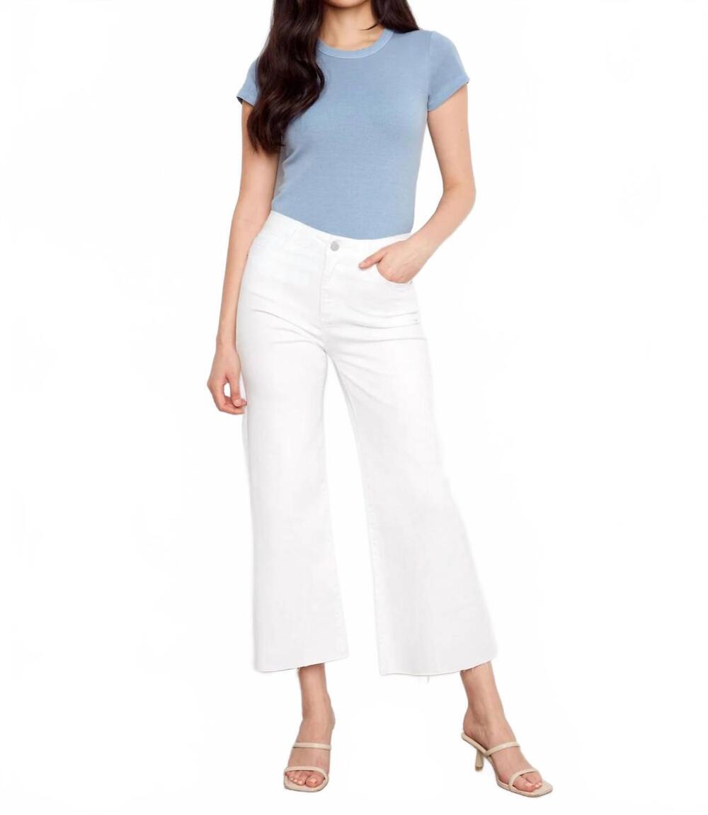 NEW CHARLIE B cropped flare twill pants in white